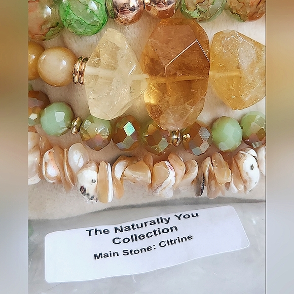 NWT Ryze Natural Stone Citrine and Dyed Agate Beaded Staxx Bracelets - Set of 4 - Picture 6 of 8